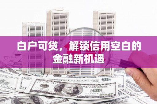 石家庄白户可贷，解锁信用空白的金融新机遇