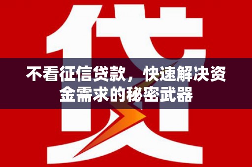 武鸣不看征信贷款，快速解决资金需求的秘密武器