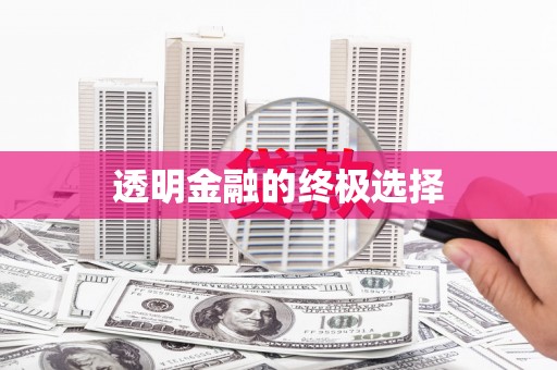 瓯海透明金融的终极选择